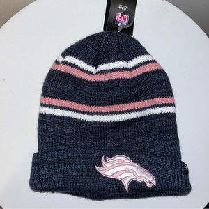 New 47 Brand Denver Broncos Marled Stripe Cuff Knit Beanie Hat Cap Blue Pink